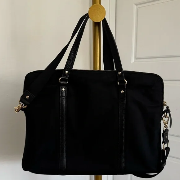 Women's‎ Minimalist Laptop Computer Bag in Black w Adjustable Strap